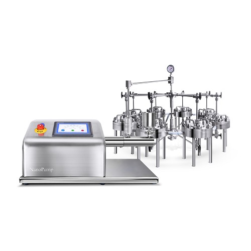 NanoGenizer series experimental microfluidic high pressure homogenizer can be extended to connect multiple liposome extruders.